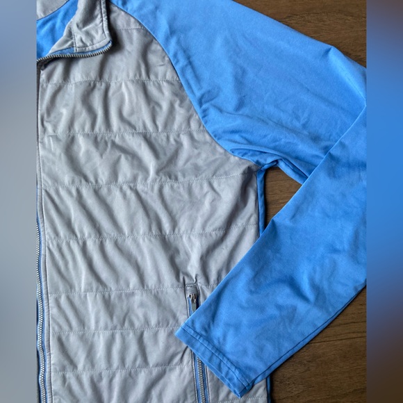 Peter Millar Golf Tech Blue and Gray Quilted Patterned Front Jacket-Large - Picture 3 of 10